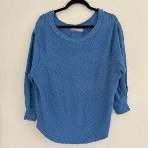 FREE PEOPLE We The Free OG Slouchy Oversize Thermal Long Sleeve Pullover Blue